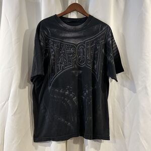 Vintage Y2K Black Faded Tap Out Skull Affliction Like AOP Shirt‎